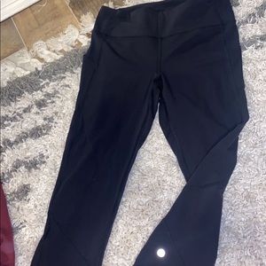Lululemon size 6 capris black. Pockets on side.  Perfect condition